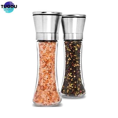 China Kitchen Spice Salt Grinder Brand new Wholesale Manual packaging glass bottle salt pepper grinder en venta