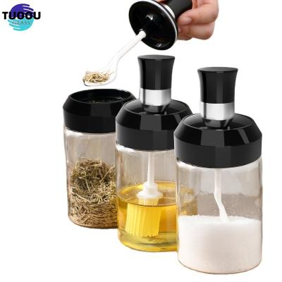 China Sustainable Hot sale seasoning bottle Kitchen Spice Jars Sticker Spices Powder Bottles Glass Spcie Bottle With Laber And Spoon en venta