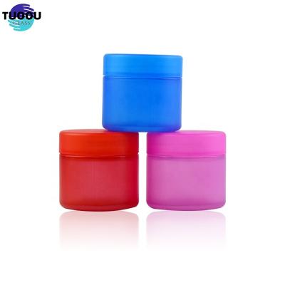 China Cosmetic Hot sale color cosmetics with children's protective lid 8oz round cream bottles Customized packaging cans small glass container en venta