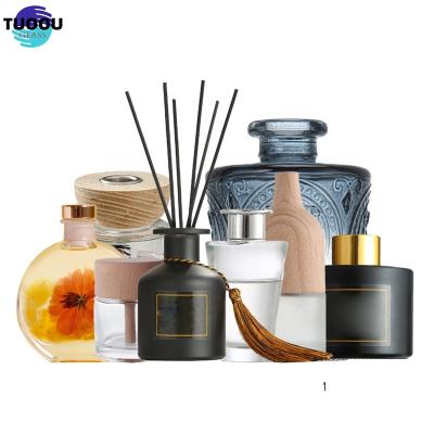 China Non Spill Hot sale Aromatherapy glass bottle Wholesale Refill Clear Black Home High Quality Empty Luxury Glass Aroma Reed Diffuser Bottle en venta