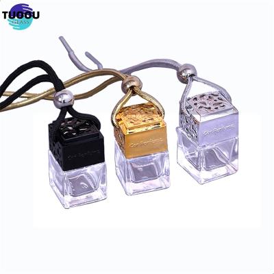 China Perfume bottle Car empty square cover mounted perfume pendant deodorant essential oil bottle car accessories for sale