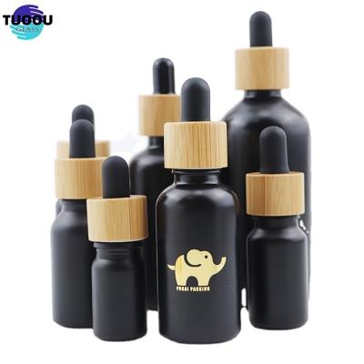 China Essential oil container Wholesale Hot sale Essential 15ml 60ml Empty Bottle Frosted Glass Dropper 30ml Black Bottles 1oz Beard Oil Containers for sale