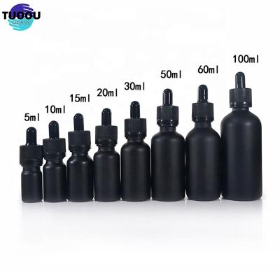 China Essential oil container Wholesale Hot sale Frosted Matte Black White 30ml With Calibrated Pipette Essential Oil Glass Dropper Bottle for sale