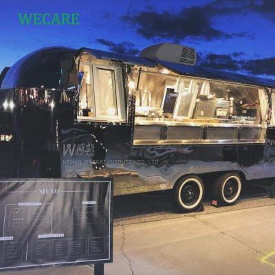 China WECARE vegetable processing plant valid EEC stainless steel airstream mobile food trailer used food trucks with VIN for sale