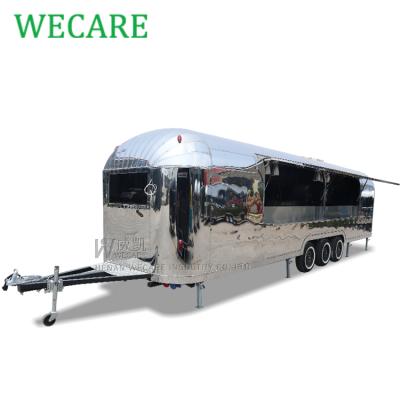 China WECARE vegetable processing plant 9 meters stainless steel long mobile food trailer food truck for food service for sale