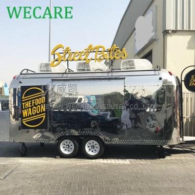 China Vegetable Processing Plant WECARE Airstream Stainless Steel Food Truck Concesstion Food Trailer In Stock for sale