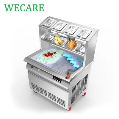 China Snack Factory WECARE Stainless Steel Double Pan Ice Cream Roll Fried Ice Cream Machine for sale