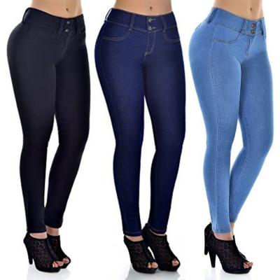 Chine Couleur éblouissante de bonne qualité Jeans étirant haute taille Solid Woman Skinny Pencil Jeans à vendre