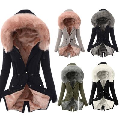 Cina Cappotto impermeabile 2020 per donna per abbigliamento caldo colletto di pelliccia fleece giacche da donna cotone cappotto in vendita