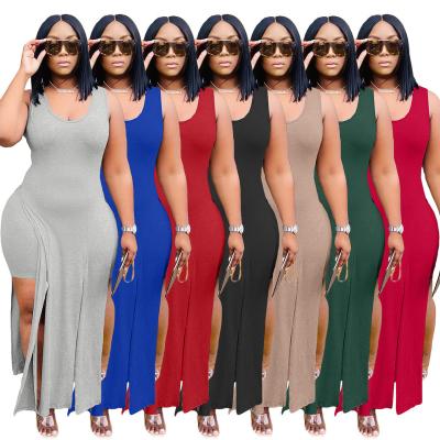 China 2021 NEW Anti-Static Two Piece Set Elastic Split Tank Dress Summer Dress Shorts Sleeveless Casual Dress for sale