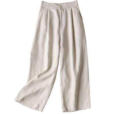 China Wholesale Anti-Static Women's Casual Loose Pants Canvas Trousers Elastic Waist Pants High for sale