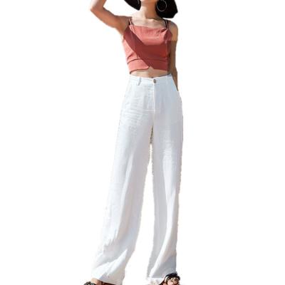 China Anti-Static Casual Straight Pants Women Fashion Hemp Loose Pants for sale