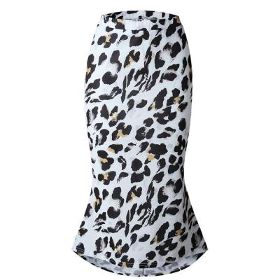 China Tamaño Plus Otoño Nuevo Mujeres faldas Casual Colas de Pez Trompeta Sorta de Sirena Con Impresión de Leopardo en venta