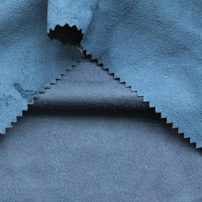 China Shrink-resistant 100% polyester suede fabric, adhesive-backed fabric velor, synthetic suede leather fabrics for sale