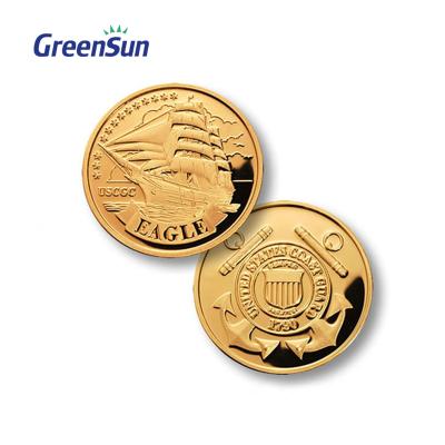 China Europe Promotional Hot Sales Custom Sports Challenge Coin,Ship Toy Gold Coin for sale