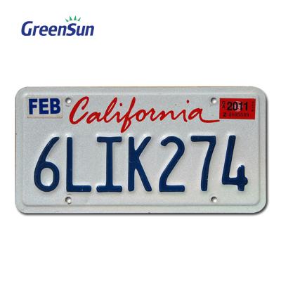 China Plain or Embossed Gray Card Aluminum Plate Number Plates Custom Embossed Design for sale