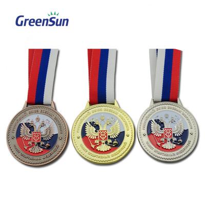 China Cute Custom Military Ski Europe Medal Stand Rosary Head Center Of Honor Enamel Gold Lion Medal And Trophies for sale