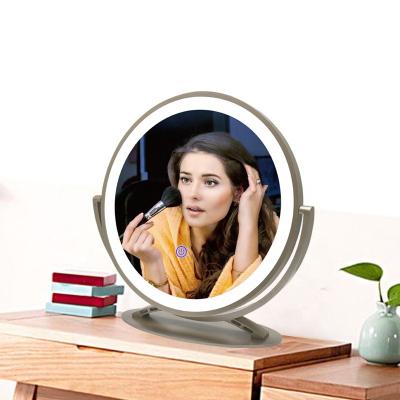 China Smart Touch Sensor Lighted Makeup Mirror LED Lighted Desktop Makeup Mirror Adjustable Desktop Lighting Mirror for sale