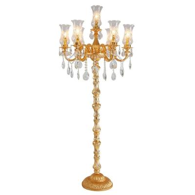 China Excellent Workmanship EUROPE Factory Customized Art Unique Golden Zinc Alloy Modern Crystal Floor Lamp for sale