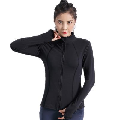 China Breathable Zipper Thumb Hole Custom Fitness Wear Long Sleeve Women Yoga Gym Jacket for sale