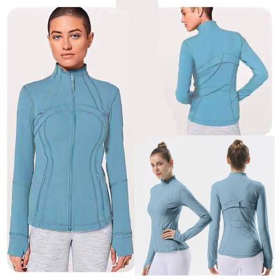 China LULU Women Slim Breathable Slim Fit Yoga Running Fitness Forming Casual 87% Nylon/13% Spandex Winter Gym Yoga Tops Super Elastic Jackets for sale