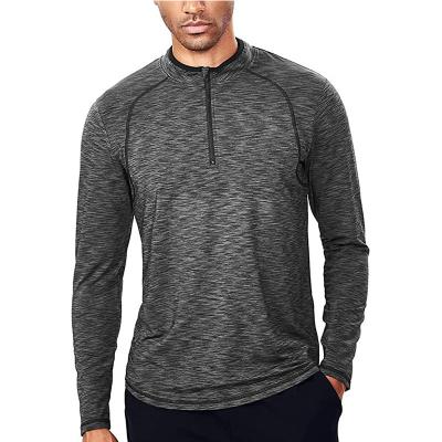 China Men's Anti-Wrinkle Long Sleeve Sports Quarter T-shirt Moisture Wicking Sweatshirts Plain Heather Pullover Running Gray Sweatshirt for sale