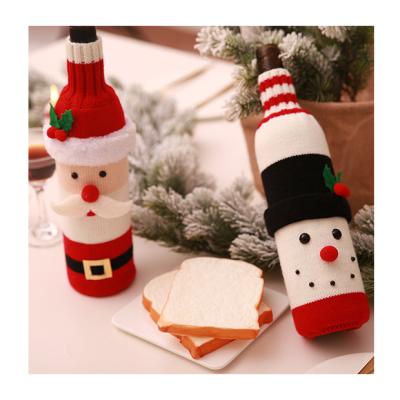 China Chirstmas Decor Christmas Snowman Christmas Doll Faceless Wine Bottle Set Wine Bottle Cover Christmas Tree Decoration for sale