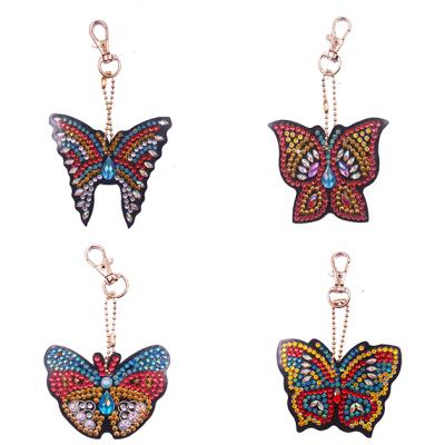 China New Imitation Butterfly 5d Diamond Painting Pendant Children's PVC Key Chain Bag Eco-friendly DIY Manual Material Art for sale