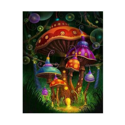 China Eco-friendly Mushroom House Oil Paintings Art Painting By Numbers Adult Handmade Painting Wall Art For Sale Art Paintings for sale