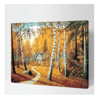 China Wall Decoration China Oil Painting Diy Painting By Numbers Cabin In The Forest Painting Home Decor Canvas Party Decorations for sale