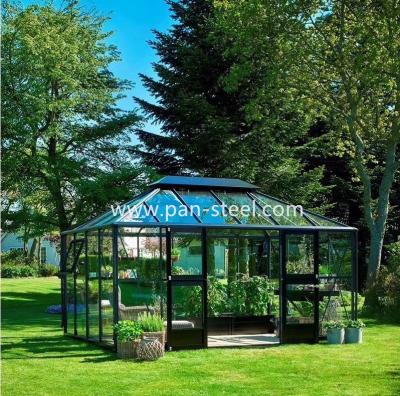 China Simple Design Steel Structure Sunlight Traditional Glass Garden Solarium Outdoor Pavilion for sale