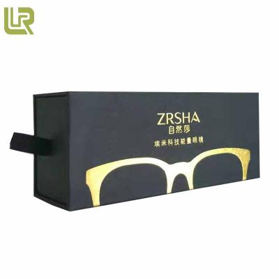 China Logo Printed Golden Hot Stamping Customized Eco - Friendly Black Out Sunglasses Cardboard Boxes for sale