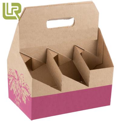 China High End Recyclable Recycled Six Pack Cardboard Take Away Beer Wine Boxes With Compartment Dividers for sale