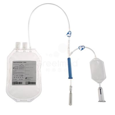 China medical PVC blood bag price cpda-1 single triple quadruple blood collection bag 250ml 450ml 500ml blood collection bag double for sale