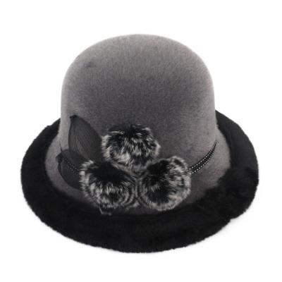 China X1071 Lady Wool Basin Hat New Arrival Adult Fisherman Hat Female Thick Winter Warm Wool Covers Dome Female Bucket Wool Hat for sale