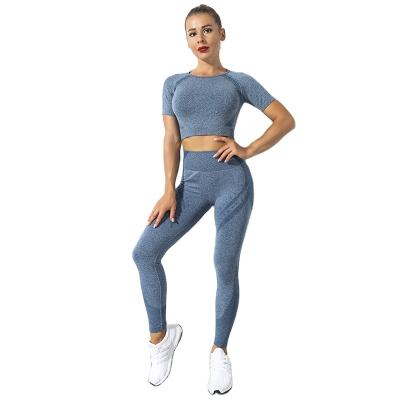 China Wholesale Breathable Short Sleeve Women Active Workout Gym Fitness Sets for sale