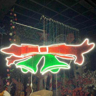 China Mall Commercial Christmas Use Decorative Iron Led Christmas Bell Pattern Lights for sale