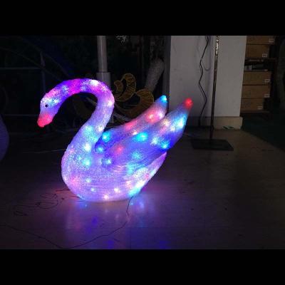 China Acrylic Holiday Creations Acrylic Color Changing Swan Decorations ABS Led Lit Goose Christmas Decoration Lights for sale