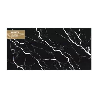 China Pengxiang Stones 15-30mm Durable Quartz Worktop Artificial Quartz Slab Vanity Tops Kitchen Countertops Black Calacatta Pattern for sale