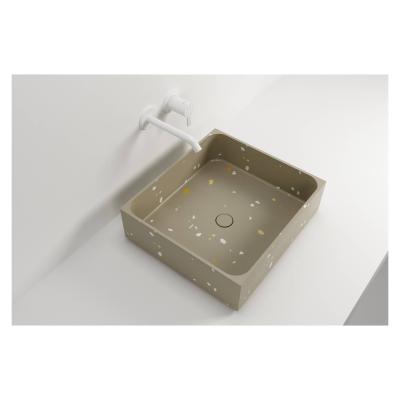 China Durable China Customized Various Bathroom Vanity Tops Basin Terrazzo Sink Inorganic Material for sale