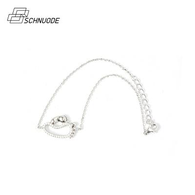 China Vintage Fashion 925 Sterling Silver Diamond Paved Foot Connector Bracelet Fine Jewelry Gift Bangle Jewelry for sale