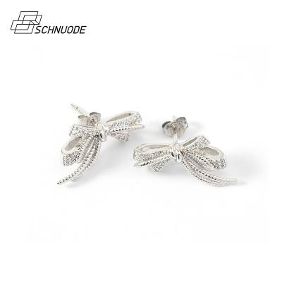 China High Quality FASHIONABLE Non Tarnish Crystal Stud Earring Women Jewelry Silver Bow Tie Stud Earrings For Women for sale