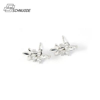 China BOHEMIA Stunning 925 Silver Stud Earring Diamond Pave Flower Shaped Stud Earring Women Jewelry for sale