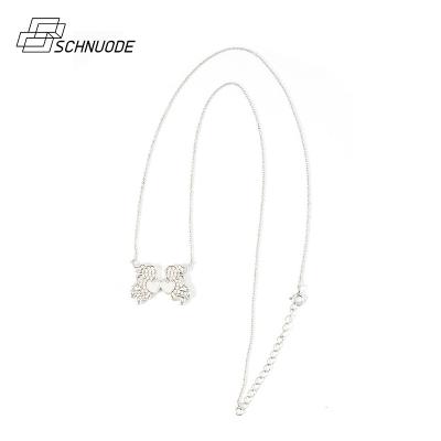 China Europe and America Fine Jewelry 925 Sterling Silver Diamond Paved Heart Shaped Pendant Necklace Jewelry for Couples for sale