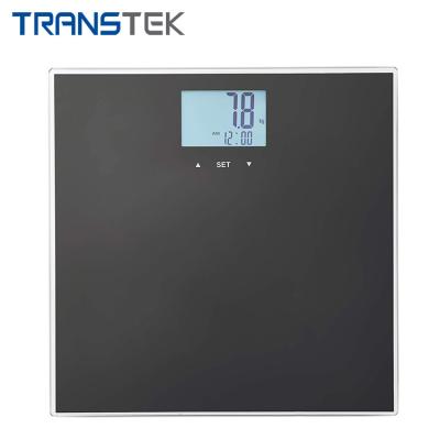 China TRANSTEK 180kg Digital High Accurate Tempered Glass Portable Smart Electronic Household Bathroom Scales 300x300x23mm for sale