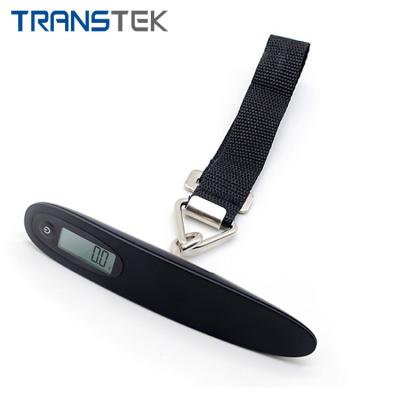 China Black Portable On/Off/Zero/Unit TRANSTEK 110lb/50kg Handheld Hanging Suitcases Display LCD Weighing Travel Bag Weight Digital Luggage Scale for sale