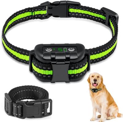 China Stocked Vibrate Shock Handle Smart Dog Bark Control Collar Solid IP 67 Waterproof High Quality Lithium Battery for sale