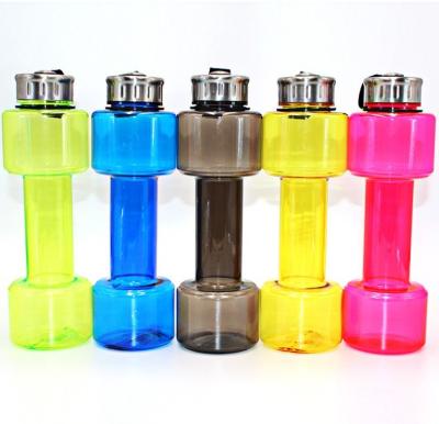 China Safety 660ML Environmental Protection Recyclable Gym PETG Material Barbell Plastic Bottles Drink Outdoor Sports Dumbbell Water Bottle for sale