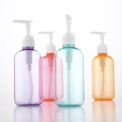 China 250ml Recyclable Clear Empty PET Dispenser 8Oz Clear Empty Pet Body Pump Shampoo Cosmetic Liquid Plastic Bottle for sale