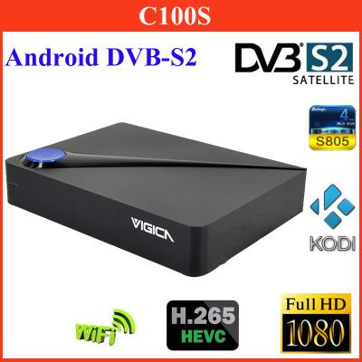 中国 Vigica C100S CCCAM/4 USB/1GB/8GB の人間の特徴をもつ DVB-S2 コンボのデジタル TV の受信機 AML S805 Qual の中心の Google TV プレーヤー 販売のため